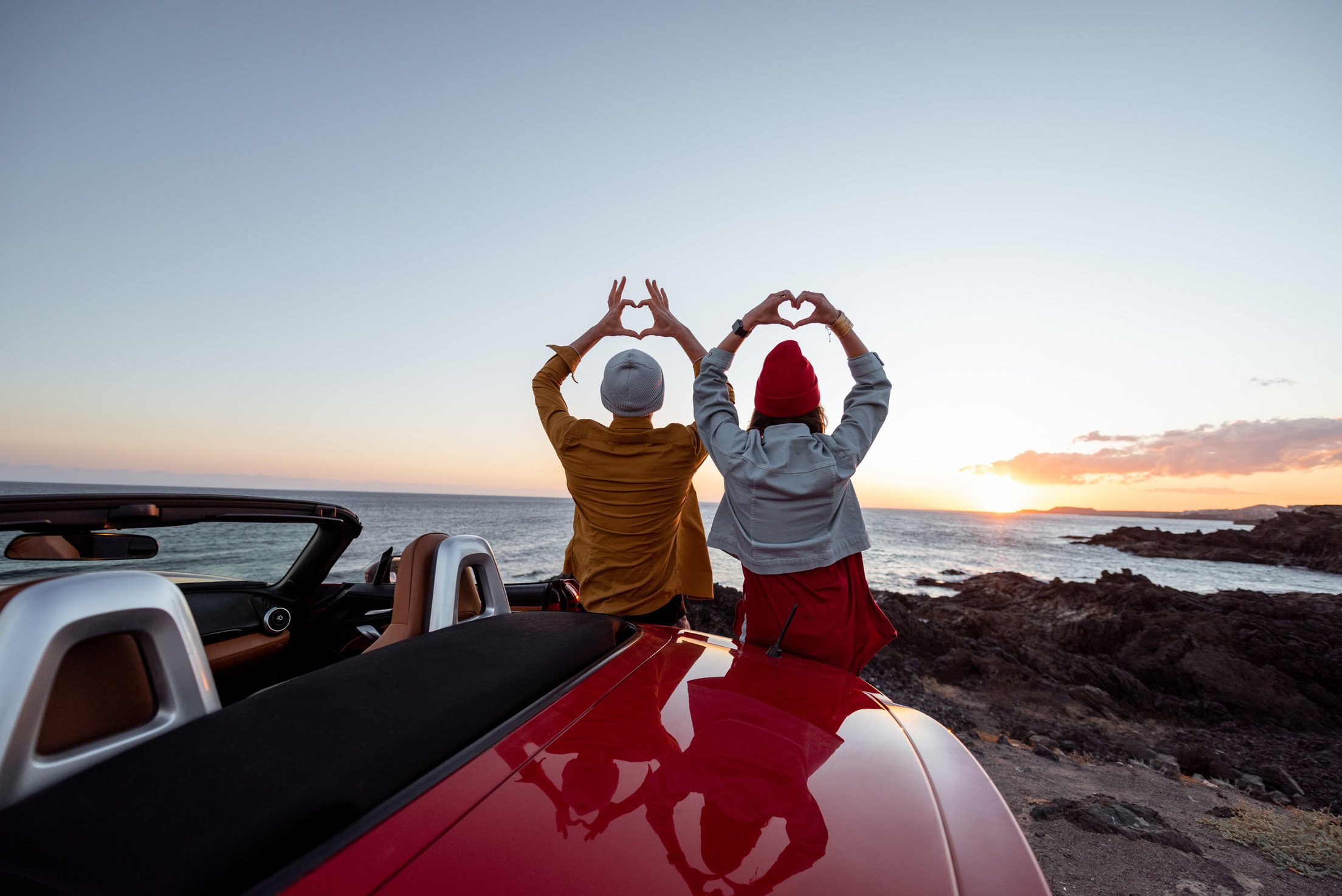 Lovely Couple on the Beach, Traveling by Car